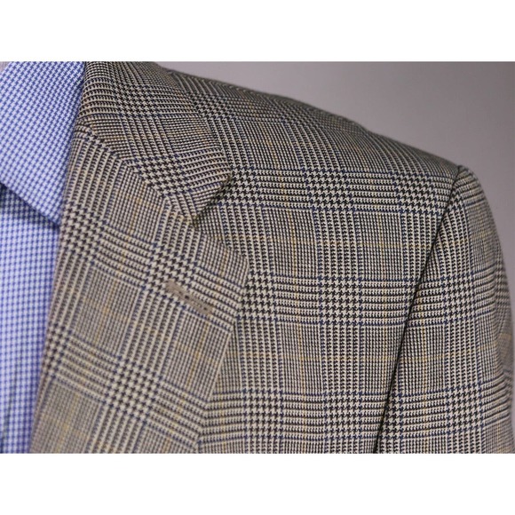 Lauren Ralph Lauren Black/White/Blue/Gold Plaid Wool-Silk 2-Btn Sportcoat 42L - Picture 4 of 9